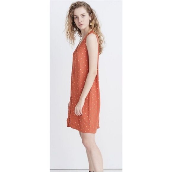 Madewell Mini Orange and White Polka Dot Tank Dress - Picture 3 of 14